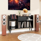 Stojan na gramofon s úložným prostorem na vinylové desky, černý a zlatý