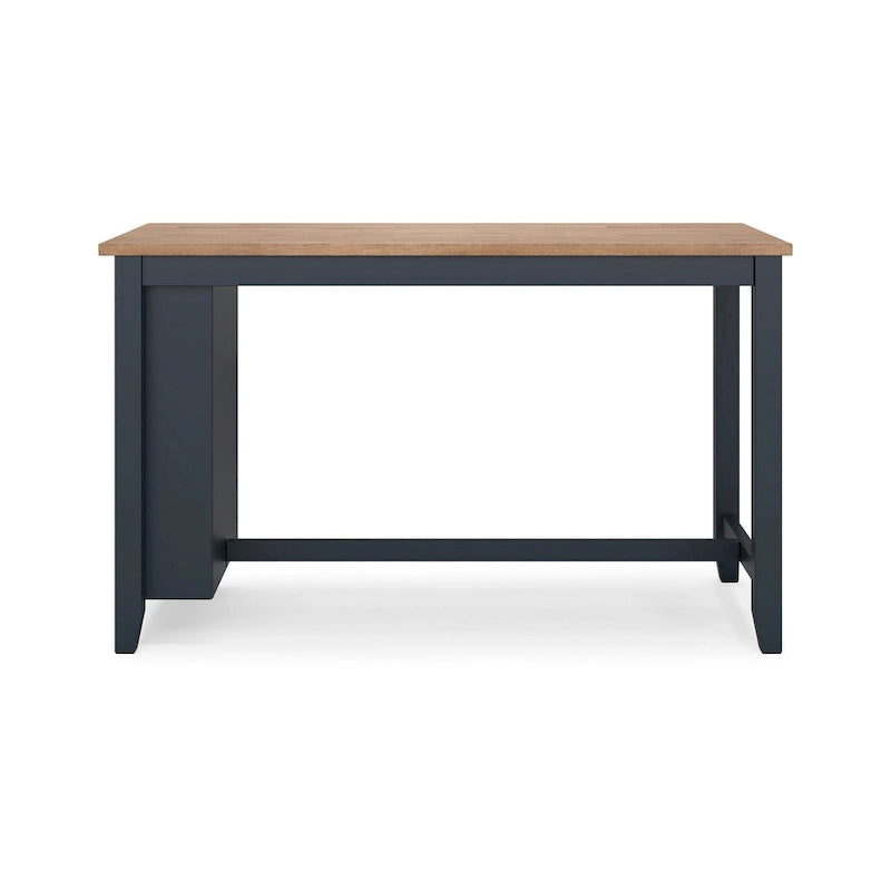 Counter Height Dining Table with Storage Shelves, Dark Blue and Brown
