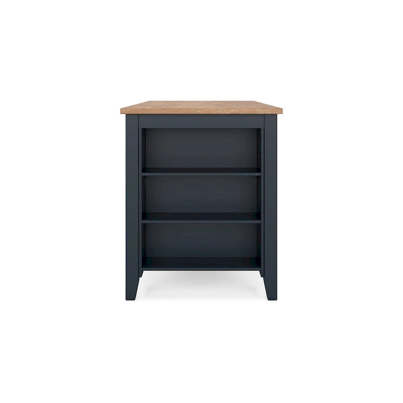 Counter Height Dining Table with Storage Shelves, Dark Blue and Brown