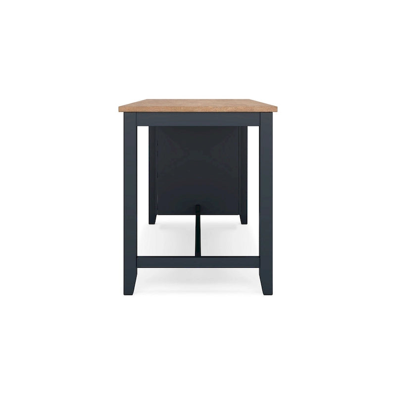 Counter Height Dining Table with Storage Shelves, Dark Blue and Brown
