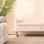 Corduroy Storage Bench with Armrests for Living Room, Entryway and Bedroom