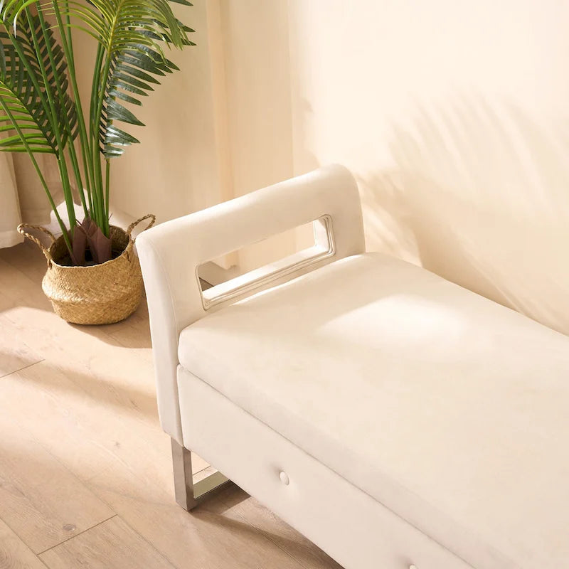 Corduroy Storage Bench with Armrests for Living Room, Entryway and Bedroom