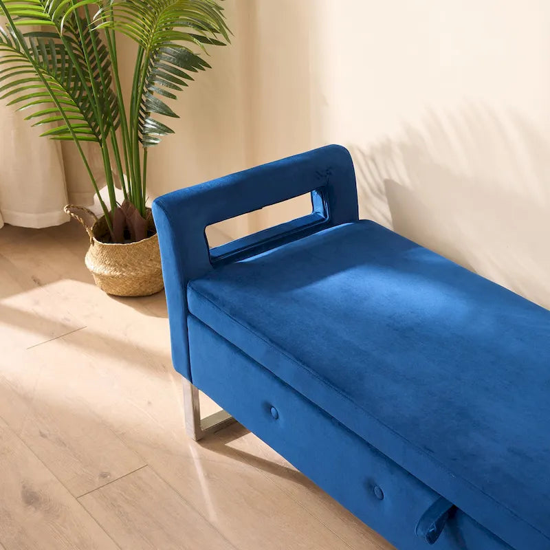 Corduroy Storage Bench with Armrests for Living Room, Entryway and Bedroom
