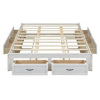 Cama de plataforma Queen com 6 gavetas de arrumação, branco antigo