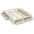 Cama de plataforma Queen com 6 gavetas de arrumação, branco antigo