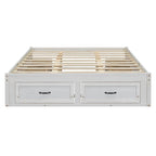 Cama de plataforma Queen com 6 gavetas de arrumação, branco antigo