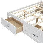 Cama de plataforma Queen com 6 gavetas de arrumação, branco antigo