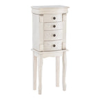Cream Jewelry Armoire with Mirror and Storage Drawers