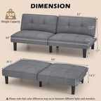 Convertible Folding Futon Sofa Bed with 6-Position Adjustable Backrest