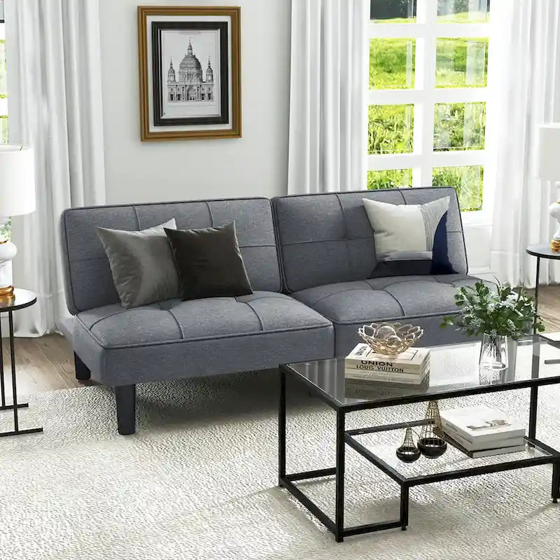 Convertible Folding Futon Sofa Bed with 6-Position Adjustable Backrest