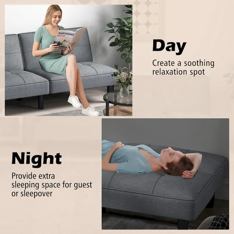 Convertible Folding Futon Sofa Bed with 6-Position Adjustable Backrest