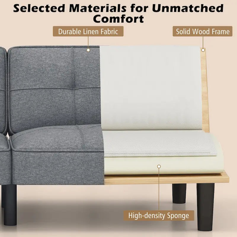 Convertible Folding Futon Sofa Bed with 6-Position Adjustable Backrest
