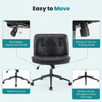 Kancelářská židle na kolečkách Criss Cross, široká otočná židle bez područek z PU kůže, ergonomické pojízdné toaletní křeslo