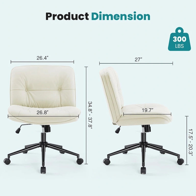Kancelářská židle na kolečkách Criss Cross, široká otočná židle bez područek z PU kůže, ergonomické pojízdné toaletní křeslo