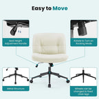 Kancelářská židle na kolečkách Criss Cross, široká otočná židle bez područek z PU kůže, ergonomické pojízdné toaletní křeslo