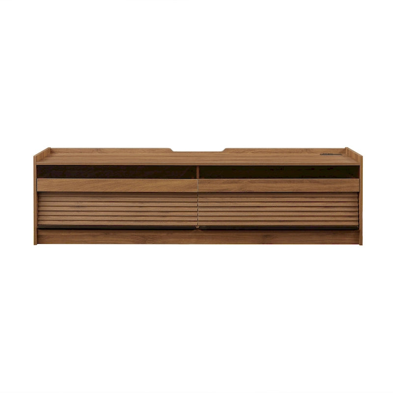 Modern TV Stand with 4 Drawers and Built-In Charging Ports