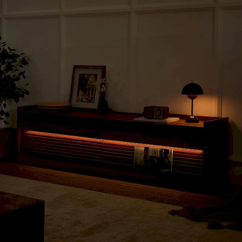 Modern TV Stand with 4 Drawers and Built-In Charging Ports