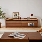 Modern TV Stand with 4 Drawers and Built-In Charging Ports