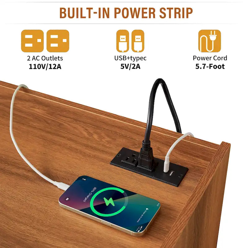 Modern TV Stand with 4 Drawers and Built-In Charging Ports