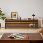 Modern TV Stand with 4 Drawers and Built-In Charging Ports