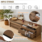Modern TV Stand with 4 Drawers and Built-In Charging Ports