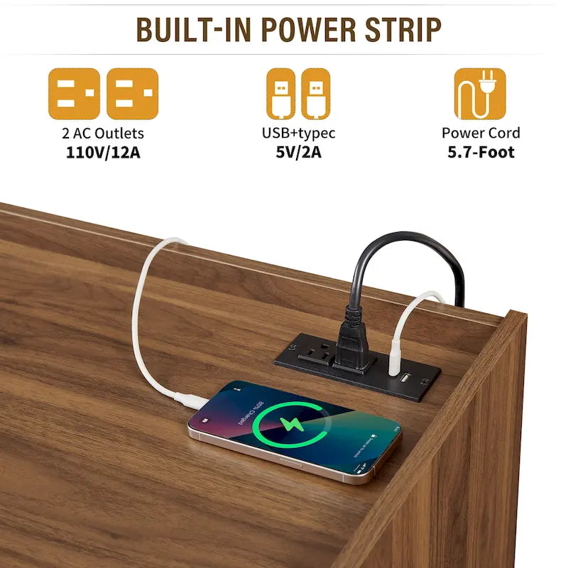 Modern TV Stand with 4 Drawers and Built-In Charging Ports