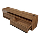 Modern TV Stand with 4 Drawers and Built-In Charging Ports