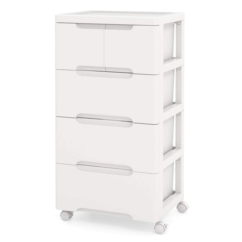 Costway 1 PCS 5-Drawer Plastic Rolling Storage Cart with 4 Universal - See Details