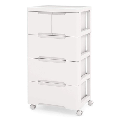 Costway 1 PCS 5-Drawer Plastic Rolling Storage Cart with 4 Universal - See Details