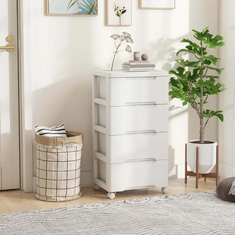 Carrello contenitore in plastica a 5 cassetti con ruote bloccabili