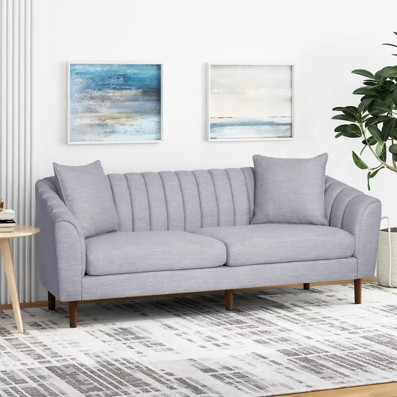 Mid-Century Modern Channel-Tufted Sofa