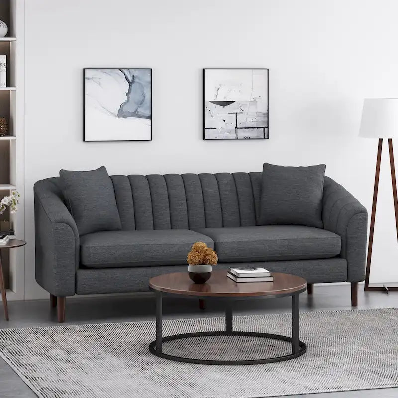 Mid-Century Modern Channel-Tufted Sofa