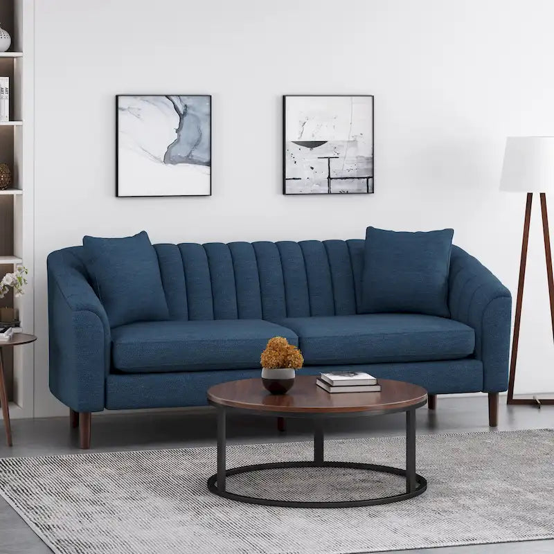 Mid-Century Modern Channel-Tufted Sofa