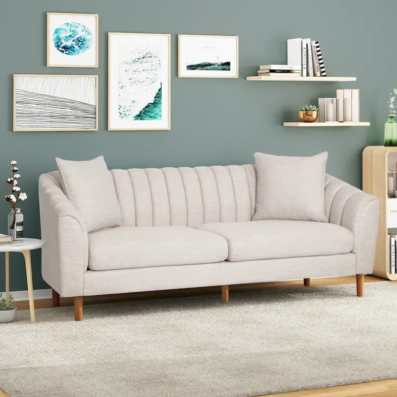 Sofa im Mid-Century-Stil mit kanalartiger Steppung