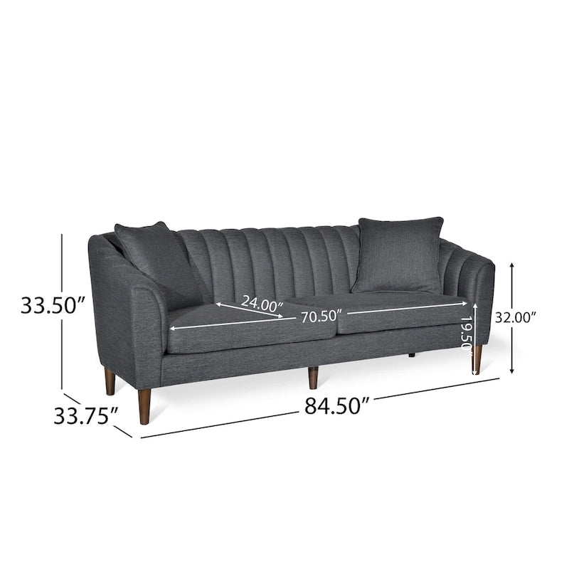 Sofa im Mid-Century-Stil mit kanalartiger Steppung