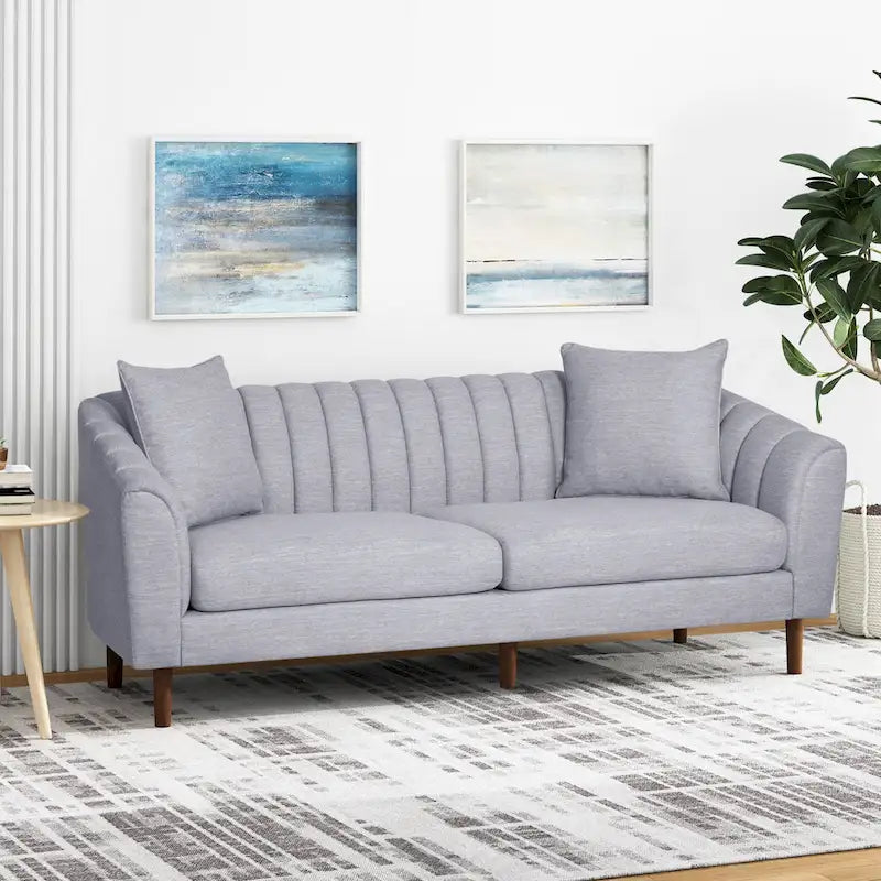 Sofa im Mid-Century-Stil mit kanalartiger Steppung