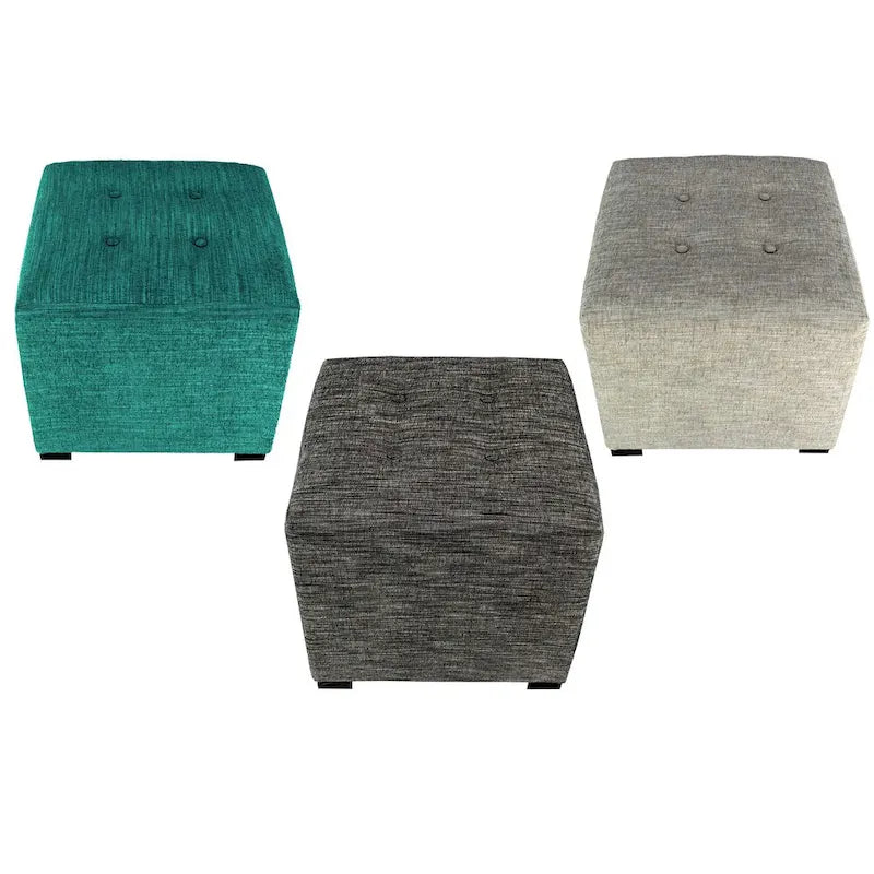Pouf quadrato con trapuntatura a bottoni