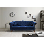 Crushed Velvet Chesterfield-Style Nailhead Sofa with Pillows
