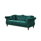Crushed Velvet Chesterfield-Style Nailhead Sofa with Pillows