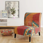 Fauteuil d’appoint capitonné en tissu orange marocain - fauteuil avec accoudoirs