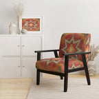 Fauteuil d’appoint capitonné en tissu orange marocain - fauteuil avec accoudoirs