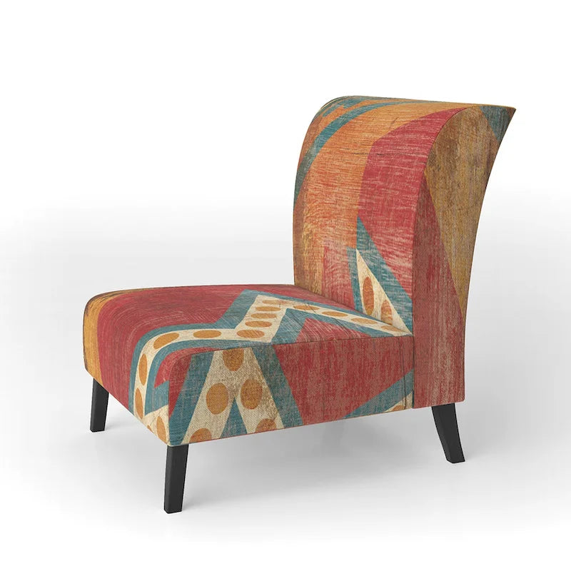 Fauteuil d’appoint capitonné en tissu orange marocain - fauteuil avec accoudoirs