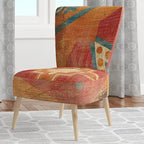 Fauteuil d’appoint capitonné en tissu orange marocain - fauteuil avec accoudoirs