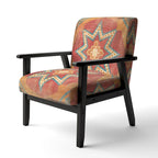 Fauteuil d’appoint capitonné en tissu orange marocain - fauteuil avec accoudoirs