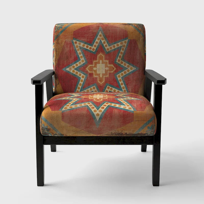 Fauteuil d’appoint capitonné en tissu orange marocain - fauteuil avec accoudoirs