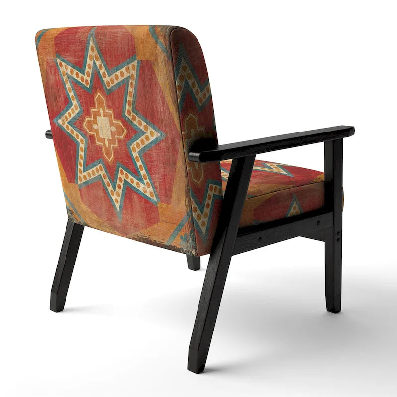 Fauteuil d’appoint capitonné en tissu orange marocain - fauteuil avec accoudoirs
