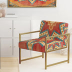 Fauteuil d’appoint capitonné en tissu orange marocain - fauteuil avec accoudoirs