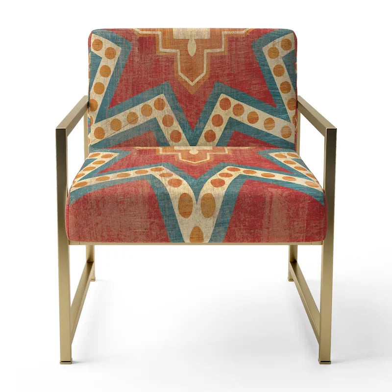 Fauteuil d’appoint capitonné en tissu orange marocain - fauteuil avec accoudoirs