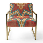 Fauteuil d’appoint capitonné en tissu orange marocain - fauteuil avec accoudoirs
