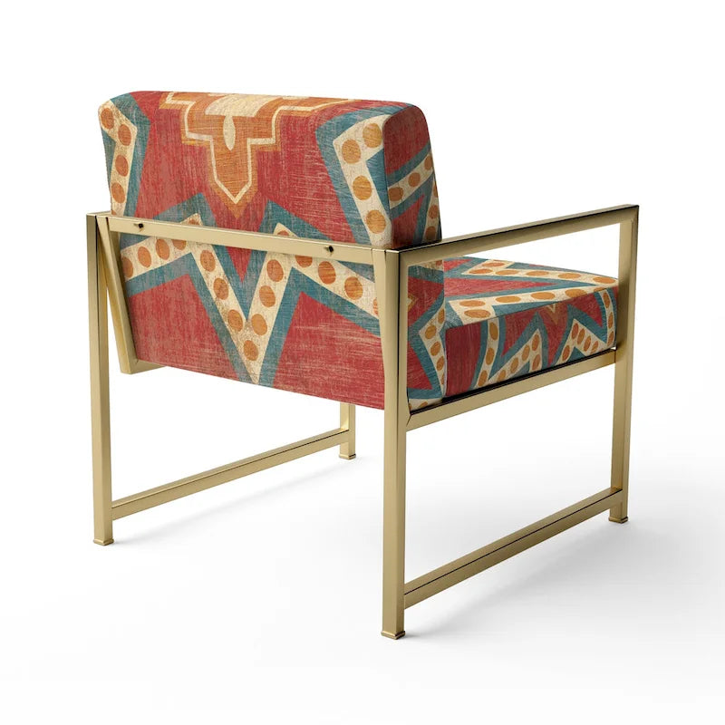 Fauteuil d’appoint capitonné en tissu orange marocain - fauteuil avec accoudoirs